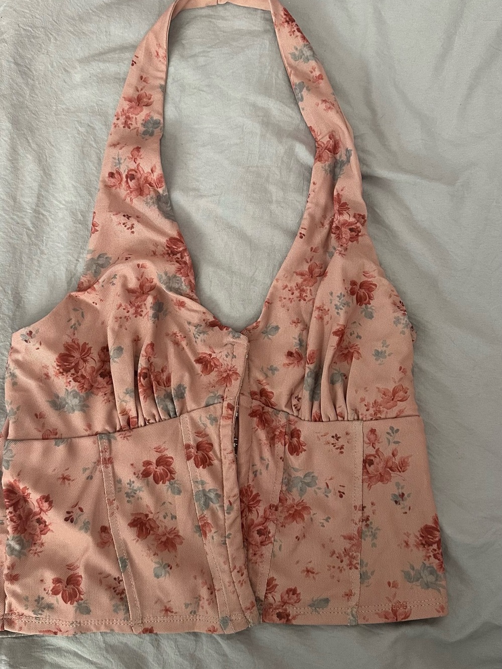 Floral Halter Bustier Top - Pink